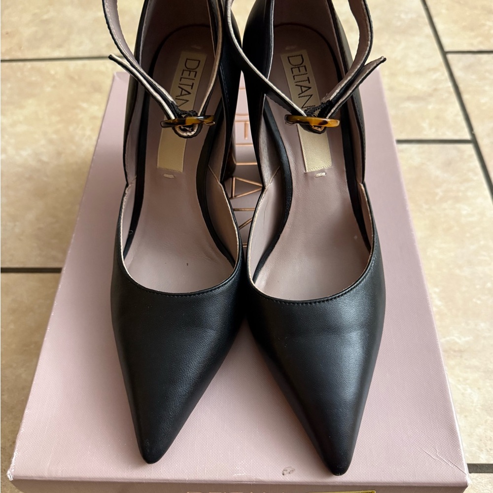 Deltan Elegant Black Ankle Strap Heels